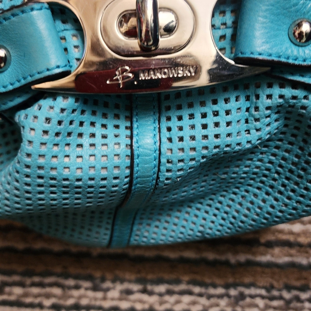 Large Turquoise B.Makowsky Handbag - Picture 4 of 5
